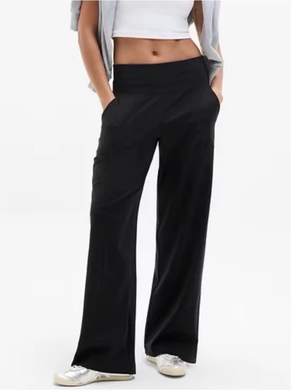 Athleta Venice High Rise Wide Leg Pant Size L/T Large Tall Black Stretch